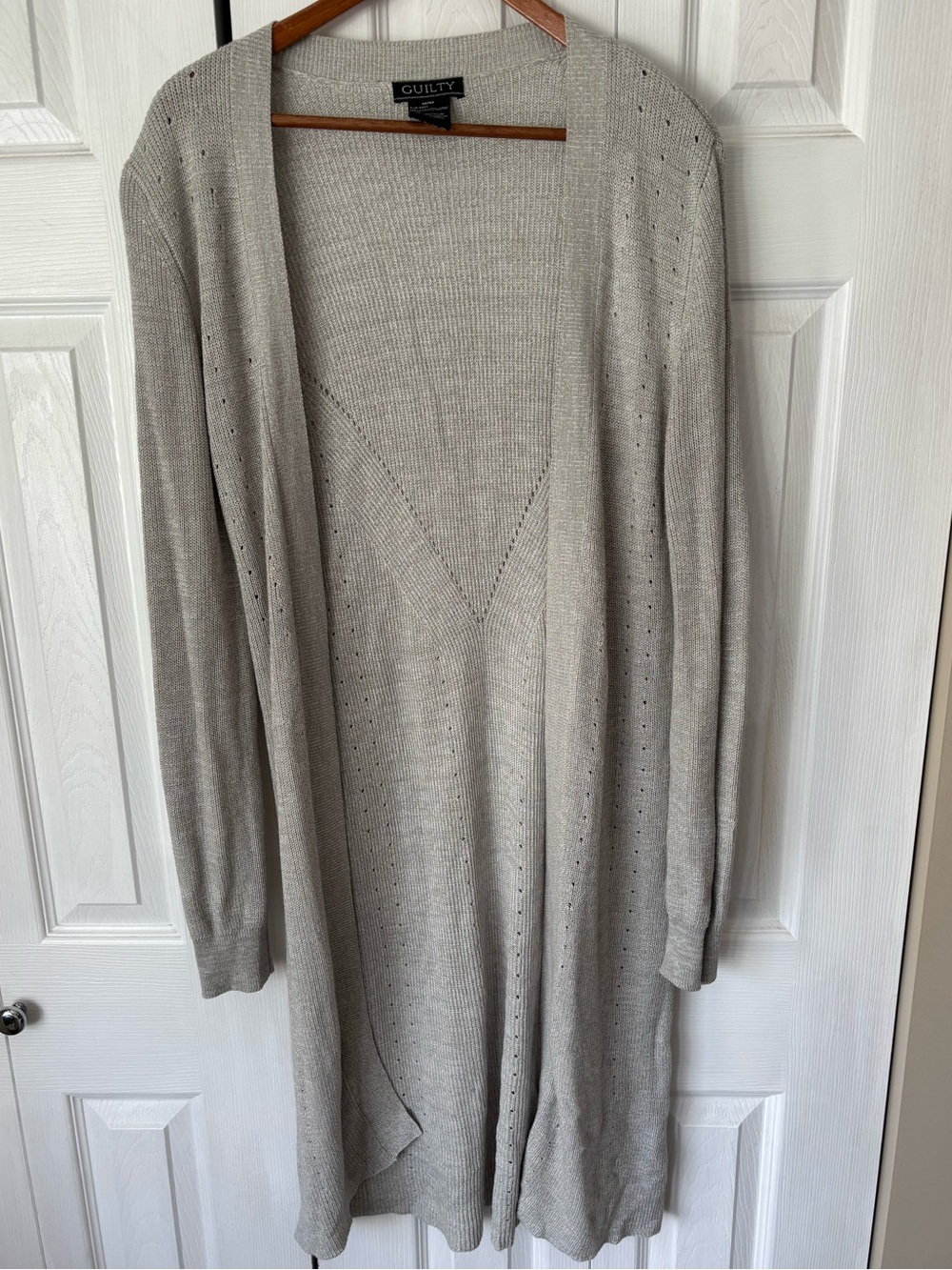 Guilty Long Grey Knit Duster Size Medium